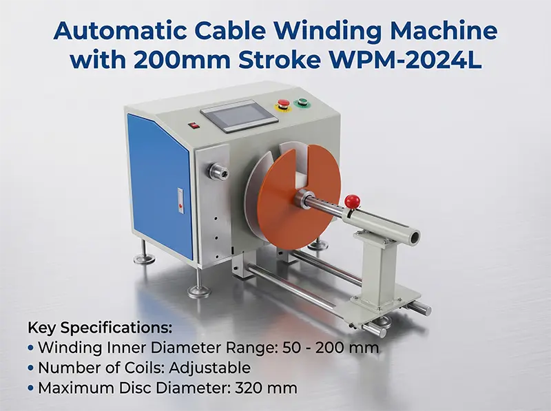 Automatic Cable Winding Machine with 200mm Stroke WPM-2024L