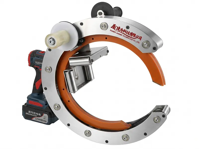 Drill-Powered Handheld Orbital Stretch Wrapper for Pipes & Lumber HROW-450